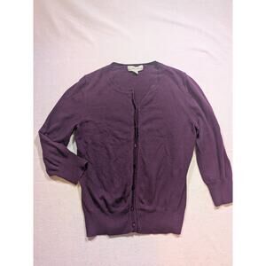 Merona purple quarter sleeve cardigan size small cotton rayon blend